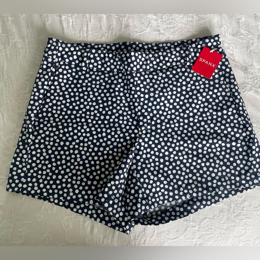 NWT Spanx Sunshine Shorts Navy Dot Medium